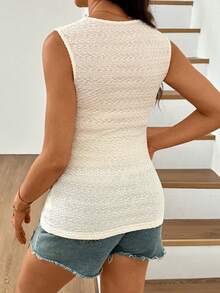SHEIN Maternity Summer Minimalist Solid Color Textured Fitted Tank Top - White - View 5