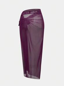 Swim Oasis 26SS Spring/Summer Solid Color Casual Vacation One-Piece Swimsuit For Women, With Cover Skirt - Red Violet - View 8