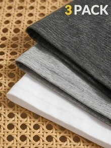 Manfinity VCAY paquete de 3 camisetas de manga corta de punto de color liso para hombre, adecuado para uso diario, camisetas básicas - Multicolor 2 - Ver 2