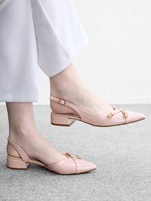 CUCCOO BIZCHIC Women's Shoes Elegant Pink Metallic Pointed Buckle-Top Platform Flats For Offices, Weddings, Parties, And Spring And Summer Shoes - Pink. - View 3