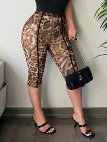 Radiana Quần legging 3/4 nữ size lớn xuân hè, họa tiết da báo xuyên thấu thanh lịch quyến rũ, nhiều màu, phù hợp mặc hàng ngày, phong cách phương Tây, đi du thuyền, lễ hội âm nhạc, concert, tiệc carnival, nghỉ mát bãi biển, hẹn hò, sinh nhật, tiệc độc thân, Gyaru, Ibiza, Nashville, Rave, kín đáo, sang chảnh, đi club, dễ thương, casual, mua sắm, streetwear, đi chơi, coquette, dễ phối đồ, tôn dáng, làm thon gọn cơ thể - Nhiều màu - Xem 5