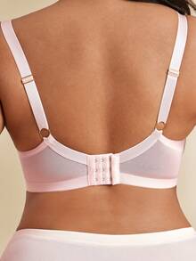 SHEIN BAE CURVE 1pc Plus Size Lace Patchwork Steel Wire Bra, Lift - Pink - View 2