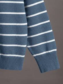 Young Boy Autumn/Winter Casual Vacation Daily Commute Color Block Striped Pattern Crew Neck Pullover Sweater - Multicolor - View 5
