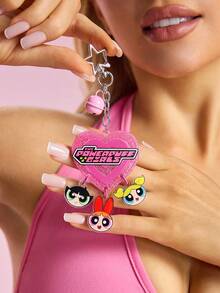 THE POWERPUFF GIRLS X SHEIN Móc khóa hợp kim kẽm màu bạc thời trang, phụ kiện túi xách sang trọng tinh tế, mặt dây chuyền ngọc trai giả, quà lưu niệm, đồ sưu tầm, quà tặng, ví, cặp sách, ba lô, phụ kiện xe hơi, móc hình trái tim. - Nhiều màu - Xem 5