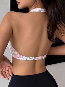 DAZY Solid Color Twist Front Racerback Sports Bra For Women - Pink - View 2