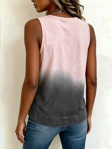 EMERY ROSE New Arrival Denim Effect Ombre Print Regular Fit Women Top - Pink - View 2