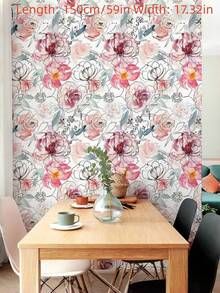 1 Stück handbemalter Aquarell Blumen Möbel Renovierungs-Aufkleber, abnehmbar, Klebefolie mit weißem und rosa Blumenmuster, Heimdekoration für Wohnzimmer, Küche, Badezimmer, Schlafzimmer, Esszimmer, Büro, Waschküche, Eingangsbereich, Schrank, Schublade, Regal, Bastelarbeiten, Blumen Tapete Renovierungs-Aufkleber - Mehrfarbig - Übersicht 16