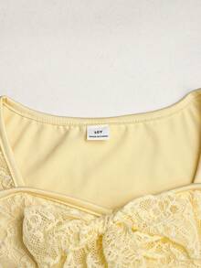 Firerie Kids Firerie Kids Tween Girls' French Elegant Long Sleeve Textured Solid Color T-Shirt - Yellow - View 6