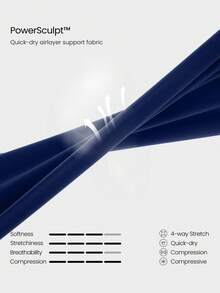 GLOWMODE 26" Powersculpt™ Prepare For Lift-Off Sweat-Wicking Quick-Dry Invisible Lifting Contouring Side Pockets Compression Leggings High Impact Training Workout Gym Running Active Wear - Dark Blue - View 6