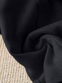 Franclia Áo khoác Blazer nữ cài nút kim loại giả ngọc trai thanh lịch thanh lịch hàng ngày kiểu Pháp đa năng tay ngắn vừa vặn cho nữ, mùa xuân/hè - màu đen - Xem 6