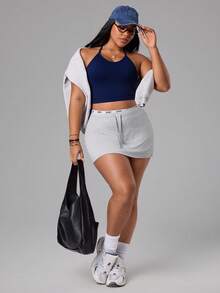 Rhythm Era Damen Große Größen einfarbiges nahtloses Racerback Sport-Tanktop - marineblau - Übersicht 6