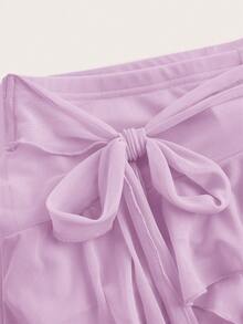 SHEIN ICON Women's Multi-Layer Ruffle Trim Low Rise Y2K Sexy Mini Purple Skirt Beach Autumn - Mauve Purple - View 3