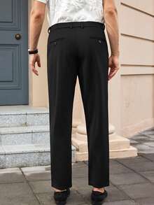 Officeau Men's Black Straight Leg Suit Pants, For Formal Business/ Office - Black - View 2