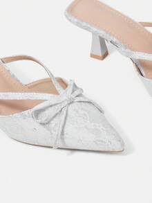 CUCCOO HITCHD Women's New High-Heeled Shoes, Stiletto Pointed Toe Elegant Bow High Heels, Comfortable Heels Suitable For Dates, Work, And Wedding Outfits - Silver - View 10
