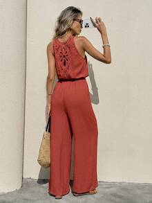 Serisse Women's Solid Color Sleeveless Casual Vacation Jumpsuit - Redwood - View 6