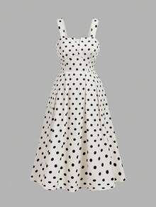SHEIN MOD Plus Size Polka Dot Dress, Elegant Vintage - Black and White - View 5