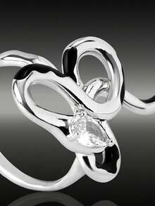 MortiRose European And American Cross-Border Exaggerated Snake-Shaped Creative Personalized Minimalist Style Ring, Goth/Gothic/Punk/Grunge/Dark Gothic, Streetwear, Summer/Festival/Prom/Party, Vintage - Silver - View 4