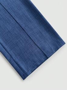 GlowEve 女士优雅通勤日常穿着欧美风格，畅销仿牛仔面料，重叠二合一设计，腰部夸张金属扣装饰，侧拉链方便穿着，春夏季休闲时尚设计，适合休闲、派对、通勤等场合，风格独特，性价比高 - 藍色 - 查看 5