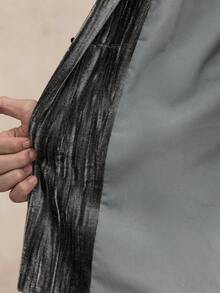 ROMWE MEN Street Life 男士休闲飞机扣口袋短袖西装外套，春夏款 - 深灰色 - 查看 10