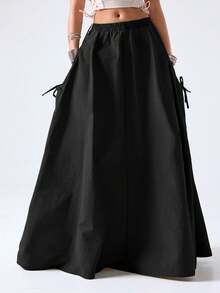 LYSMO Falda de unicolor, adecuada para ir al trabajo - Negro - Ver 4