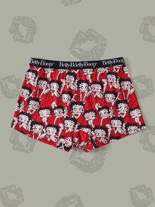 Betty Boop x SHEIN 大尺碼 Betty Doll 短褲內褲 - 紅色 - 查看 2