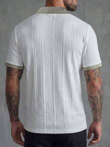 Manfinity Homme Men's White Short Sleeve Polo Shirt,Summer Casual Golf Office Work Commute,Old Money Vintage Streetwear,Versatile Relaxed Fit,Boyfriend Husband Gift - White - View 5