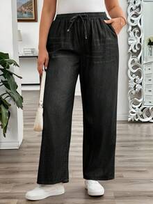 EMERY ROSE EMERY ROSE Jeans casuales de talla grande con lavado y ajuste holgado - Negro - Ver 1