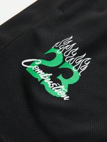 Gym Rark 男士夏季休閒時尚街頭風日常通勤骷髏火焰數位印花抽繩腰 2合1運動短褲，健身、度假 - 黑色 - 查看 8