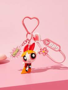 THE POWERPUFF GIRLS X SHEIN Cartoon Keychain, Bag Hook. - Black - View 2