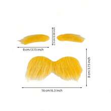 superFUNNYmarket 1 Set Bright Yellow Fake Mustache & Eyebrows Set, Polyester Stick-On Facial Hair Props For Halloween Cosplay Party Photo Booth - Multicolor - View 11