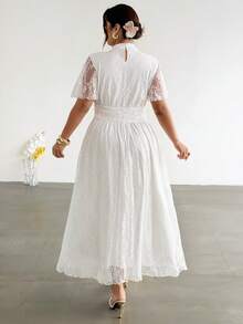Firerie Vestido de encaje de talla grande elegante de unicolor, verano - Blanco - Ver 4