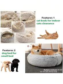 Semi-Enclosed Cat Bed Cozy Warm Calming Kitty Cave House For Indoor Cats Plush Washable Cushion Anti-Anxiety Pet Den - Multicolor - View 6