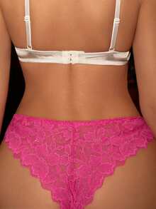 Divavoom 1pc Sheer Lace Low-Waist Hipster Panty, Alluring Night - Hot Pink - View 2