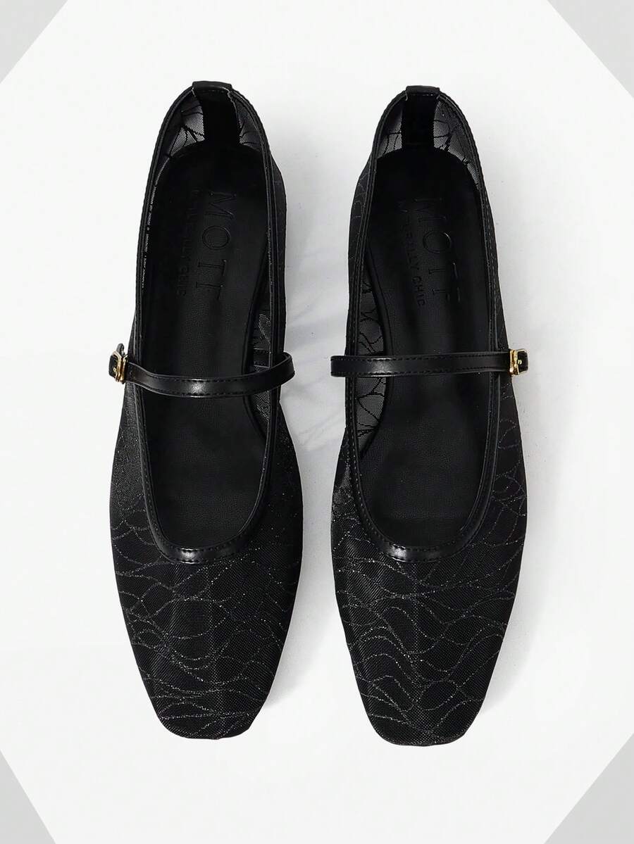 MOTF PREMIUM Sepatu flat minimalis nyaman untuk wanita, serbaguna untuk bepergian, cocok untuk Halloween dan Natal. - Hitam murni - View 1