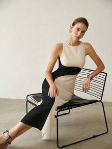MOTF PREMIUM COLORBLOCK SLIM FIT DRESS - Apricot - View 6