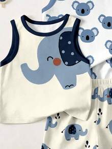 Baby Boy Casual Simple Tank Top 3pcs Set Suitable For Summer - Multicolor - View 3