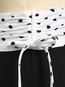 SHEIN Tween Girl Spring/Summer Casual Patchwork Contrast Color Straight Leg Pants Tween Girl - Black and White - View 4