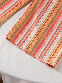 Sparklyn Pantalones largos a rayas sencillos y versátiles para niña joven, adecuados para primavera y verano, para salidas, hogar y reuniones - Multicolor - Ver 7