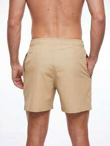 Manfinity KASUA Men's Drawstring Waist Zipper Pocket Beach Shorts - Khaki - View 2