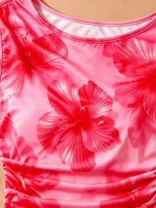 SHEIN Tween女孩 2件組新款迷你套裝 時尚休閒度假風 舒適彈性針織提花 藍色 - 彩色 - 查看 6