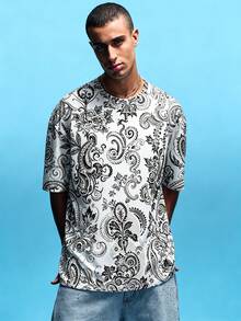 Manfinity Homme Men's Summer Casual Paisley Print Crew Neck Short Sleeve T-Shirt - Multicolor - View 5