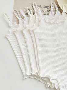 Newborn Baby Girl Summer Cute Casual Knit Solid Color Camisole Camisole 6pcs Set - White - View 6