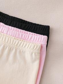 SHEIN Elladie kids 女童素色彈性腰身休閒百搭日常緊身內搭褲 3件/組 - 彩色 - 查看 7