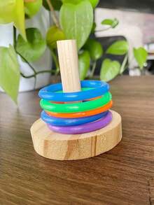 1pc Extra Large Colorful Parrot Training Toy Set Natural Wooden Chewing Ring Interactive Intelligent Cage Accessory For Small Medium Large Bird Must Have Pet Supply - Multicolor - View 2