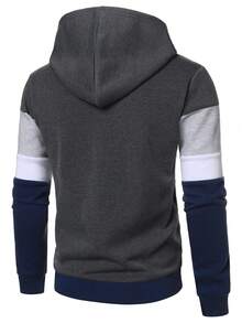 Manfinity Homme Men's Contrast Color Text Print Hooded Long Sleeve Casual Sweatshirt - Multicolor - View 2