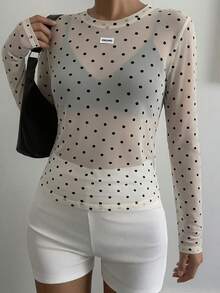 Livesso Women's Solid Color T-Shirt, Suitable For Holiday, Spring, Summer, Autumn - Black and White - View 5