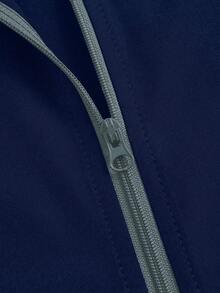 TaskEZ Chaqueta de uniforme de scrub con cremallera y manga raglán de unicolor - Azul Marino - Ver 6