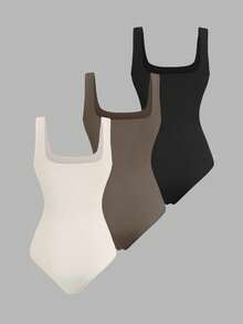 Sweetra Body casual de mujer de unicolor con tirantes anchos y fruncido - Multicolor - Ver 2