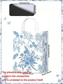 18/24/50 Elegant Blue And White Flower Pattern Gift Bag With Handle, Chinese Design, Embroidered With Flower Branch Decoration, Suitable For Wedding And Birthday Party Supplies - Specifications - View 8