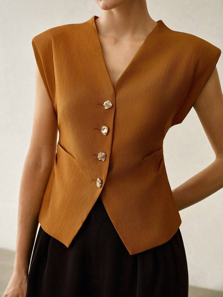 WOMEN'S V-NECK SINGLE-BREASTED JACKET